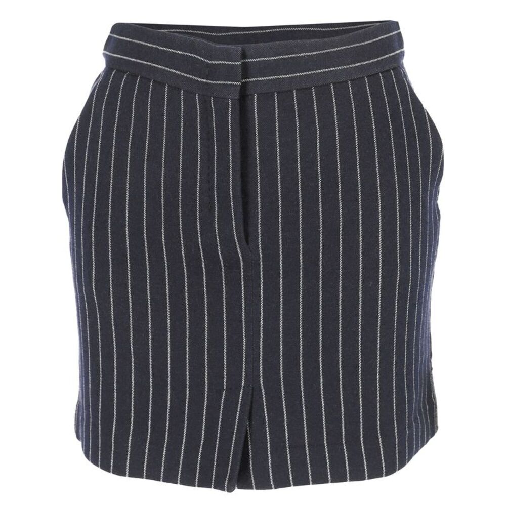 Max Mara Kirsch Pinstripe Mini Skirt in Navy Blue Cotton